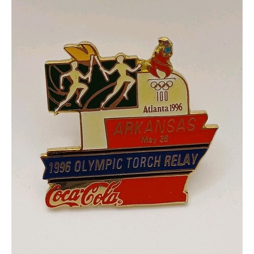 Atlanta 1996 Olympic Torch Relay Lapel Pin Coca Cola Arkansas May 28 Olympics